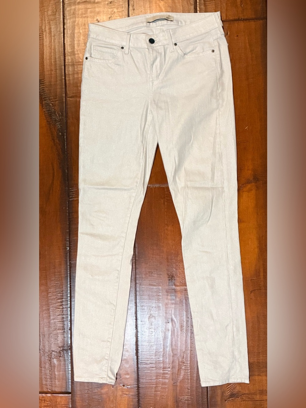 Rich & Skinny Cream Silver Metallic Skinny Jeans